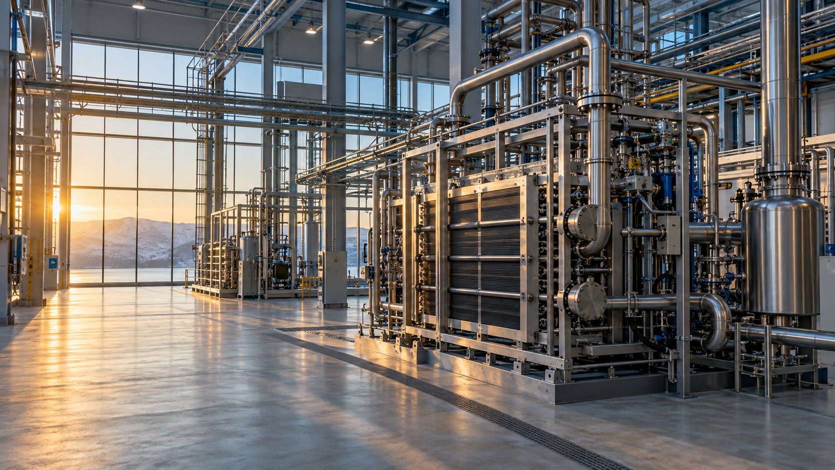 Illustrative clean-energy pilot facility with process equipment
